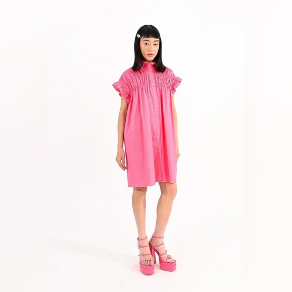 Lili Sidonio Dresses & Skirts - Lili Sidonio Pink Smocked Poplin Mini Dress